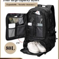 Men Outdoor Sports Mountaineering Bag, External Charging Port, Independent Shoe Compartment, Large Capacity Scientific Compartmentalized Backpack, Short Distance Luggage Bag