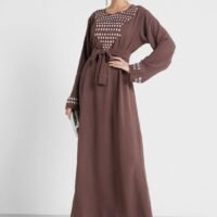 hayas closet Embroidered Belted Jalabiya