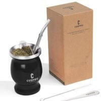 CUOPRU Yerba Mate Cup Set 220ml Argentinian Style with Bombilla Straw and Tea Strainer