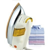 Handheld Electric Dry Iron With Non-Stick Golden Teflon Soleplate 1200 W OMDI1741 White/Silver/Gold
