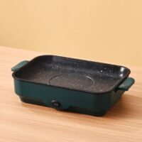 KYD Electric Grill Pan,  Non Stick Household Multi-functional Small Baking Pan 600W Convenient Barbecue Oven Green 30 cm