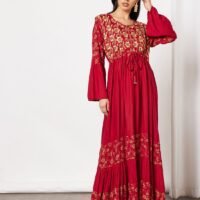 HANA & SARA Printed Tie Waist Jalabiya