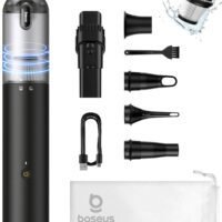 Baseus Car Vacuum Portable Cordless,12000Pa Handheld Car Vacuum Cleaner with USB C Fast Charging, Single Touch Empty, Multi-Function Air Blower Inflator Pump for Car, Swim Rings, Air Mattress, Pet Hair, Desk