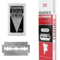 Feather 100PCS Blades Feather Platinum Coated Shaving Razor Double Edge DE Barber Salon