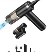 Xoopla 2 in 1 Air Duster / Mini Vacuum 4000mAh 120W 8000pa Suction, Foldable Compressed Air Duster Rechargeable Handheld Vacuum Cordless Keyboard Cleaner Air Blower Car Vacuum Cleaner for Compute/Car/House