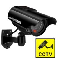 Rubik Dummy CCTV Security Camera Solar with Flashing LED Light, Adjustable Fake Surveillance Simulation Camera Security Indoor/Outdoor Bullet Camera with LED Light (Black)
