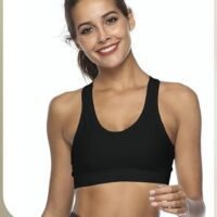 Women's Sports Yoga Bra Full Coverage Gym Back Workout Bra With Back Pockets For Phone