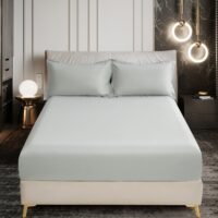 Bedding Fitted Sheet 3-Pcs Queen Size Solid Bed Sheet Set Fits(150x200CM) With Pillowcases And 30 CM Extra Deep Brushed Microfiber Bed Sheet,Ansonia