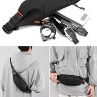 Black Waist Pack for Men and Women Fashionable Crossbody Bag Waist Bag Belt Bag with Adjustable Strap Waterproof Anti-theft Chest Bag for Travel Hiking Running Outdoors