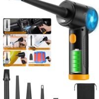 Xoopla Compressed Air Duster, 3-Gear to 51000 RPM Electric Air Duster with Led Light, Rechargeable Cordless Air Blower Portable Wireless Blower for Computer Laptop Keyboard Camera Electronics Cleaning Kit