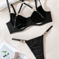 2 Pack Teddy Lingerie Set for Women Skin Friendly Hollow out Halter Bralette and Panty Underwear Suit Ladies Comfy and Breathable See Through Fancy Costumes