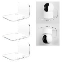 XICEN Acrylic Floating Wall Shelves Set of 3 for Security Cameras Baby Monitors Speakers Universal Small Wall Shelf with Cable Clips 10 Piece Strong Tapes