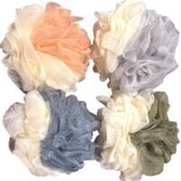 VIO 4 Pack Soft and Fluffy Exfoliating Bath Ball Mesh Body Scrub Mesh Loofah Shower Sponge Ball Pouf Shower Ball Mesh Scrubber Exfoliating Mesh Sponge Body Cleansing Bath Bubble Ball Combo 1