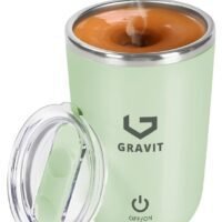 Gravit Automatic Stirring Mug 350ml - Rechargeable Electric Mixing Cup for Coffee, Milk, Cocoa - Stainless Steel Self-Stirring Cup - Anti-Rust Rotating Cup, Ideal for Home, Office, and Travel (Green)