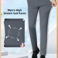 REOCLE Men's Dress Pant Fashion Slim Fit Suit Pants Classic Fit Flat Front Straight Formal Pants Wrinkle Free Expandable Waist Suit Pants