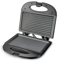 Sandwich Maker 2 Slice, Non Stick Coated Plates, Power & Ready Indicator Light, Cool Touch Handle, Skid Resistant Feet, Compact Design with 218x127mm Plate Size 750 W SW 3601 Black