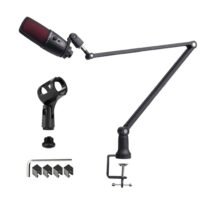 Generic Boom Arm Foldable Desktop Metal Mic Stand Adjustable Scissor Microphone Arm Bracket Desk Mount Clamp Hidden Cable Trough 3/8" to 5/8" Adapter