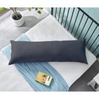 KRUDE Krude Long Body Pillow 1pc, Fabric: 100% Polyester 85 GSM Microfiber 1 cm Stripe Super Soft, Filling: 1300 gm Hollow Fiber Comfort, Breathable & Ultra Soft , Size: 45 x 120 cm, Color: Dark Grey