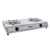 Double Burner Stainless Steel Gas Stove with Automatic Ignition System GK5605 Silver/Orange
