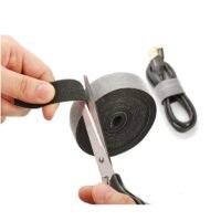 TYCOM Cable Tidy Management Fastening Tape Sticky Strips Hook Loop Reusable and Flexible Wire Ties Cable Organizer for Computer TV Power and Other Cables Black 5 Meter.