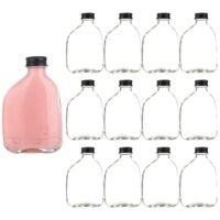 FUFU 12pcs 100ml empty juice bottle glass milk beverage bottle  bottle  bottle party drink shop coffee shop black lid