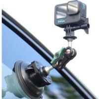 SYOSI S1 Powerful Car Suction Cup Mount Holder, for Gopro Hero 11/10/9/8 Black DJI OSMO Action 3, 2 Action Camera Insta360 ONE RS, R, ONE X3, X2 Accessories Aluminum Alloy Metal Cell Phone Holder