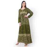 HANA & SARA VISCOSE EMBROIDERED AND FLORAL PRINTED  ARABIC JALABIYA KAFTAN DRESS