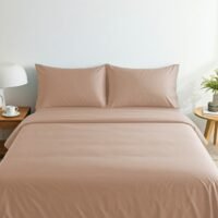 Home-Tex Design Hometex Design King Size Dyed Flat Sheet Set Taupe - 1 Flat Sheet (240x260 cm) +2 Pillow Covers (50x75cm)