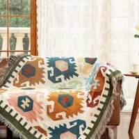 UNUNS Sofa Throw Blankets,Boho Geometric Reversible Woven Blanket With Tassel,Throws Blanket For Couch Chair Sofa Beach Travel,180x130cm