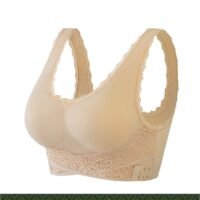 REOCLE Women's Front Cross Side Buckle Lace Bras Sports Bras Comfy Corset Bra Wireless Push Up Seamless Bra