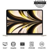 Apple MacBook Air MLY13 13-Inch Display: Apple M2 chip with 8-core CPU and 8-core GPU, 256GB SSD, English Arabic Keyboard Starlight