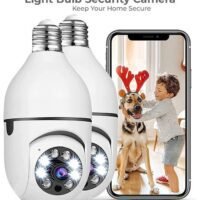 Eworld 360 Degree Wireless WIFI Light Bulb Security Camera with Motion Detection and Two Way Audio System