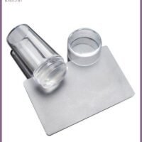 KHAJUL Clear Jelly Soft Silicone Nail Art Stamping Stamper with Cap Image Plate Manicure Tools DIY Polish Kit