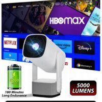 ProPremier Portable Mini Cinema Rechargeable Projector 5000 Lumens HD Smart Projector With 150 Inches Screen Display Lamp 4K Cinema Projector 230 Degree Rotating Screen Mobile Phone Projection - HY400
