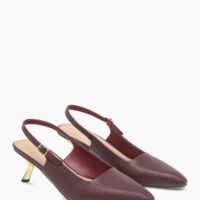 Women's Solid Slingback Sandals with Buckle Closure and Kitten Heels