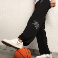 Relaxed Fit Typography Printed Easy Wash Cotton Joggers for Men