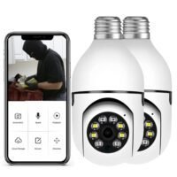 ELTRAZONE 2Pcs Light Bulb Security Camera 2.4GHz & 5G WiFi Outdoor, 1080P E27 Light Socket Security Camera, Indoor 360° Home Security Cameras, Full Color Day and Night, Smart Motion Detection