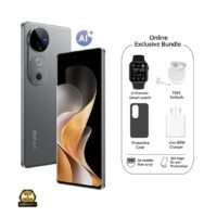 V40 5G Dual SIM Stellar Silver 12GB RAM 256GB With Exclusive Gifts Earbuds, Smart Watch, 80W Charger And 24 Months Warranty + 1 Year Screen Replacement - Middle East Version