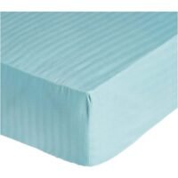 Soft Comfort Deyarco Soft Comfort Stripe Microfiber Aqua Fitted Sheet Double 120x200cm