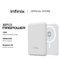 Infinix 3020 mAh 18 W Wired & Wireless With MagSafe Slim Pocket Size Power Bank, MagPower, Lithium-ion, Fast Charging For Mobile, Tablet, Earbuds White