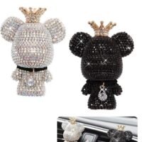 GROIC 2Pcs Bling Bear Car Air Fresheners,Diamond Bear Air Vent Clips Car Accessories,Shiny Crystal Bear Car Air Freshener Vent Clip,Rhinestone Car Interior Decoration