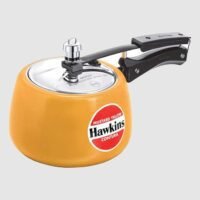 Hawkins 3Liters Contura Ceramic Aluminium Pressure Cooker Induction Compatible Inner Lid Non-Toxic Coating On Exterior of Body Scratch-and Stain-Resistant Mustard Yellow 3 liter Yellow