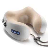 DubaiGallery Travel Pillows For Sleeping Airplane, Portable Electric Neck Massager Soft Comfortable Breathable U-Shaped Memory Foam Massage Neck Pillow For Car Home And Office