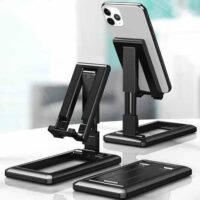 Generic Foldable Desk Bracket Smartphone Stand for iPad iPhone Samsung Desk Holder Adjustable PC Tablet Mobile Phone Desktop Phone Stand Black