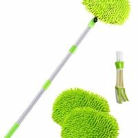 GROIC Car Wash Brush with Long Handle Chenille Microfiber Car Wash Mop Kit,Car Wash Kit with 2pcs Mop Replacement Head and 1pc Brush Details,Automobile Cleaning Tools