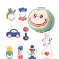 MIXDE 9- Piece Baby Teething Toy Set, Grip Training Sensory Toy Set,Food Grade Silicone Material, Early Education Toy Set