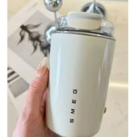smeg Travel Coffee Mug, 320ml Insulated Beverage Cup With Leakproof Lid, Long Lasting Coffee Tumbler With Lid And Straw, Travel Coffee Thermos White