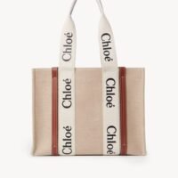Chloe WOODY TOTE BAG IN LINEN