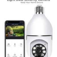 Eworld 360 Degree Wireless WIFI Light Bulb Security Camera with Motion Detection and Two-Way Audio system.