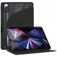 VKL Tablet Accessories for Honor Pad 8 12 inch 2022 Acrylic 360 Degree Rotation Holder Tablet Leather Case (Black)